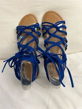 Express Blue Lace-Up Gladiator Sandals
